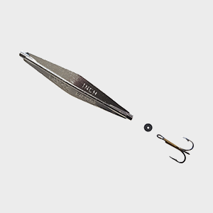 Metallic fishing lure with a hook