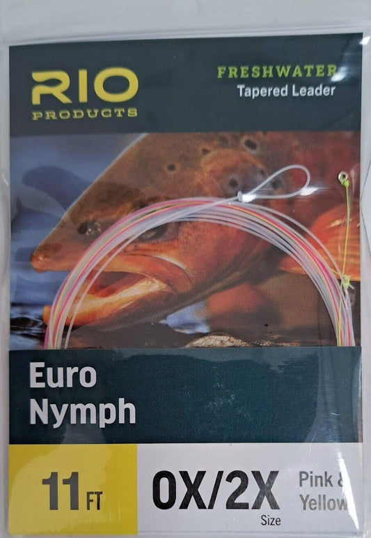 Rio Euro Nymph Leader 11 FT 0X/2X, Chartreuse-Pink/Yellow