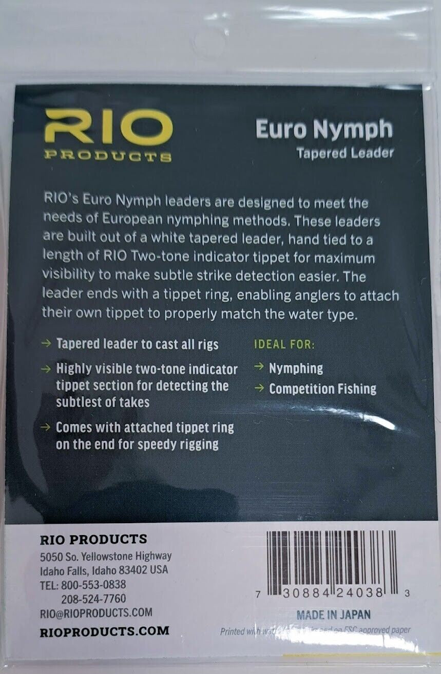 Rio Euro Nymph Leader 11 FT 0X/2X, Chartreuse-Pink/Yellow
