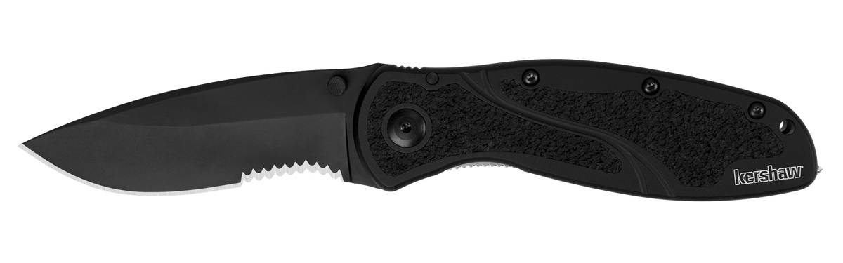 Kershaw Blurglassbreaker - Black/Black, Serrated Knife