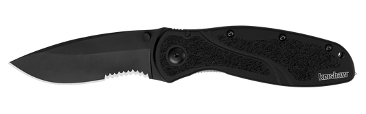 Kershaw Blurglassbreaker - Black/Black, Serrated Knife