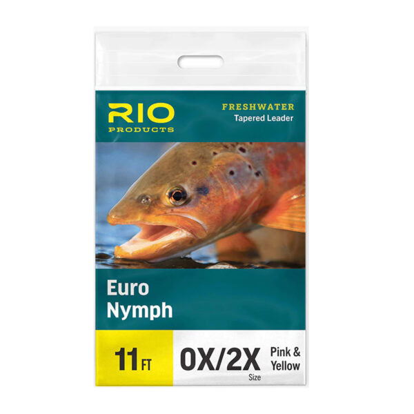 Rio Euro Nymph Leader 11 FT 0X/2X, Chartreuse-Pink/Yellow