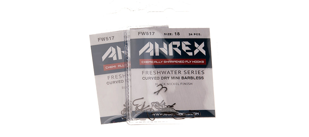 Ahrex FW517 - Curved Dry Mini Barbless Hooks